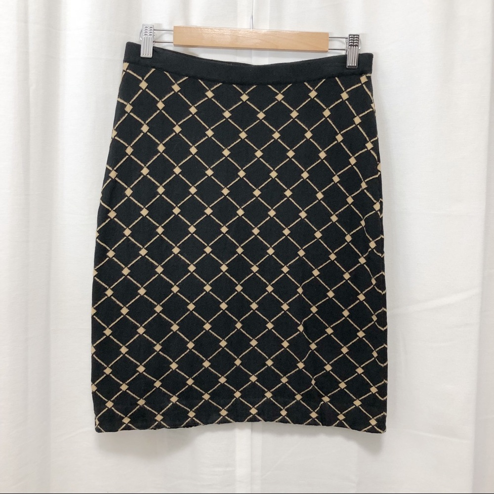 Ann Taylor black diamond knit sweater skirt S